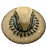 Sombrero pintado a mano, mezclilla y cadena de oro viejo pieza única