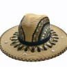 Sombrero pintado a mano, mezclilla y cadena de oro viejo pieza única