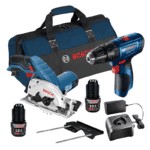 Kit Rotomartillo Inalámbrico GSB 120-LI de 3/8? 12V + Sierra Circular Inalámbrica GKS 12V-26 de 85mm 12V + Kit 2 Baterías 12V y 