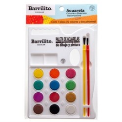 Acuarelas Barrilito Paleta 12 Colores C/2