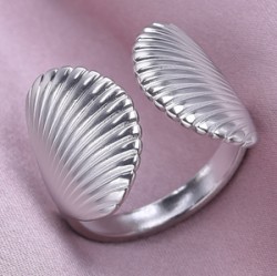 Anillo Ajustable Conchas de Mar Acero Inoxidable 1T2