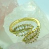 Anillo Ajustable Hojas Chapa de Oro C613