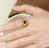 Anillo Dorado Corazon Negro Acero Inox