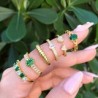 Anillo Corazones Verde Ajustable Chapa de Oro Az222