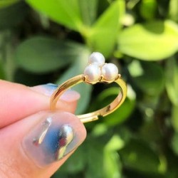 Anillo Perlas Chapa de Oro AZ117