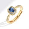 Anillo Piedra Azul Chapa de Oro C637