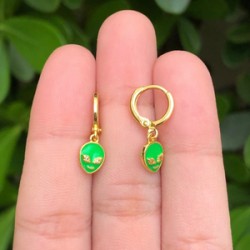 Aretes Alien Chapa de Oro Az225