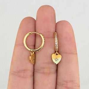 Aretes Arracada Corazon  Chapa de Oro Az50