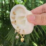 Aretes Arracada Corazon  Chapa de Oro Az50