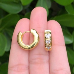 Aretes Arracada Corazon Blanco Chapa de Oro Az427