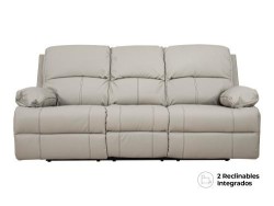 Sofá Reclinable Kassel De Tacto-Piel Color Gris