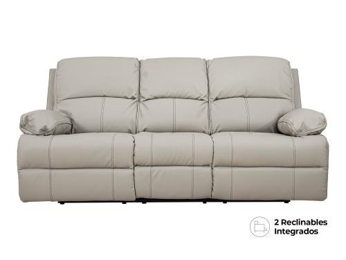 Sofá Reclinable Kassel De Tacto-Piel Color Gris