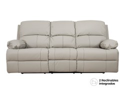 Sofá Reclinable Kassel De Tacto-Piel Color Gris