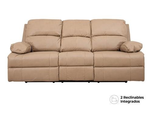 Sofá Reclinable Kassel De Tacto-Piel Color Beige