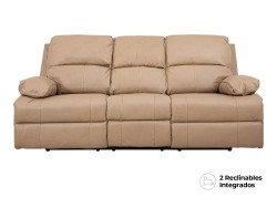 Sofá Reclinable Kassel De Tacto-Piel Color Beige