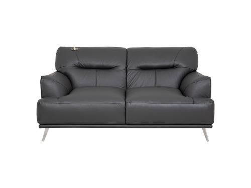 Love Seat Bend De Piel Italiana Color Gris