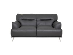 Love Seat Bend De Piel Italiana Color Gris
