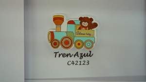 FIGURA MAD TREN AZUL C/20