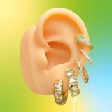 Aretes Arracada Aqua Chapa de Oro Az396