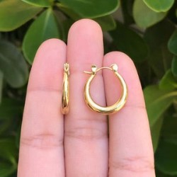 Aretes Arracada Dorada Chapa de Oro Az95