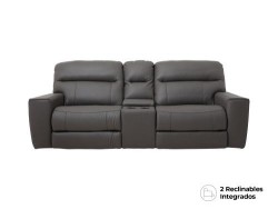 Love Seat Reclinable Indy De Piel Color Gris