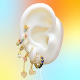 Aretes Arracada Azul Chapa de Oro Az131
