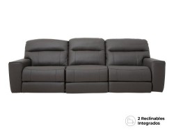 Sofá Indy Reclinable De Piel Color Gris