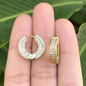 Aretes Aro Elegante Chapa de Oro C684