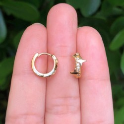 Aretes Arracada Estrella Chapa de Oro Az107