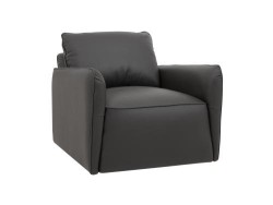 Sillón Individual Narni De Piel Italiana Color Gris Marca Boal