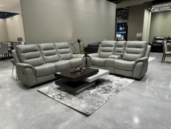 Sala Reclinable Pinewood De Piel Sofá - Love Color Gris