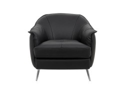 Sillón Individual Wave De Piel Italiana Color Negro Marca Boal