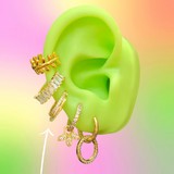 Aretes Arracada Doble Chapa de Oro Az173