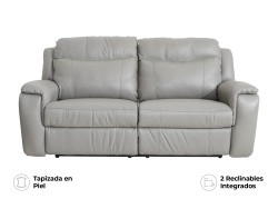 Sofá Reclinable Buckingham De Piel Color Gris Marca Palliser
