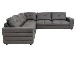 Sala Esquinera Mauro De Piel Italiana Gris De Boal
