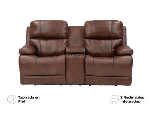 Love Seat Reclinable Kenaston Con Consola Eléctrico De Piel Color Café Marca Palliser