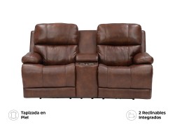 Love Seat Reclinable Kenaston Con Consola Eléctrico De Piel Color Café Marca Palliser