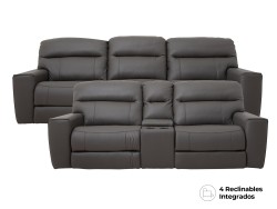 Sala Reclinable Indy De Piel Sofá Y Love Color Gris De Boal