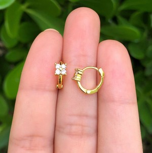 Aretes Arracada Flor Chapa de Oro Az206