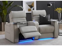 2 Sillones Reclinables Catalina Eléctrico Tipo Cine De Piel Con Led Y Porta Vasos Varios Colores Marca Palliser