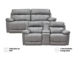 Sala Reclinable Finley Eléctrica De Piel Sofá Y Love Color Gris Marca Palliser