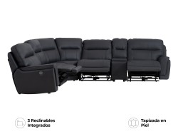 Sala Esquinera Darno De Piel Italiana Color Gris Marca Boal
