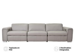 Sofá Reclinable Titan Eléctrico De Piel Color Gris Marca Palliser
