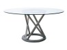 Mesa Phoenix De Madera Para 6 Personas Redondo Cristal Y Base Color Gravel