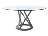 Mesa Phoenix De Madera Para 6 Personas Redondo Cristal Y Base Color Gravel