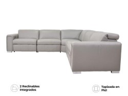 Sala Esquinera Titan Modular De Piel Color Gris Marca Palliser