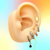 Aretes Arracada Multicolor Chapa de Oro Az129