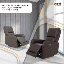 Sillón Reclinable Eléctrico Jermell De Piel Color Café