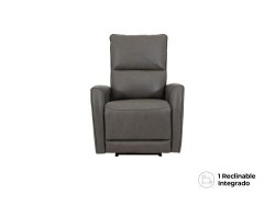 Sillón Reclinable Eléctrico Jermell De Piel Color Gris