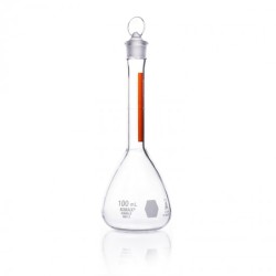 Matraz Volumétrico "A" Banda Roja Contraste, Tapón Vidrio 100 Ml